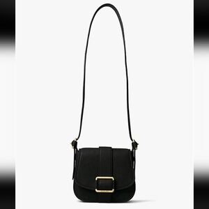 Michael Kors Black Leather Medium Maxine Saddle Crossbody Bag NWT-coach-mango